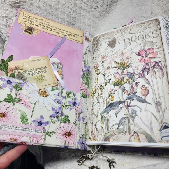 Flower/Lace Butterfly Junk Journal w/Cute Charms, 9.5 x 6 2,146 pgs - Picture 6 of 14